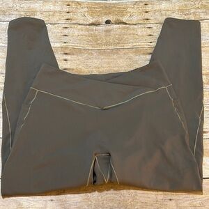 HALARA SoftlyZero Plush Olive Green Full Length Leggings with Crossover Waist